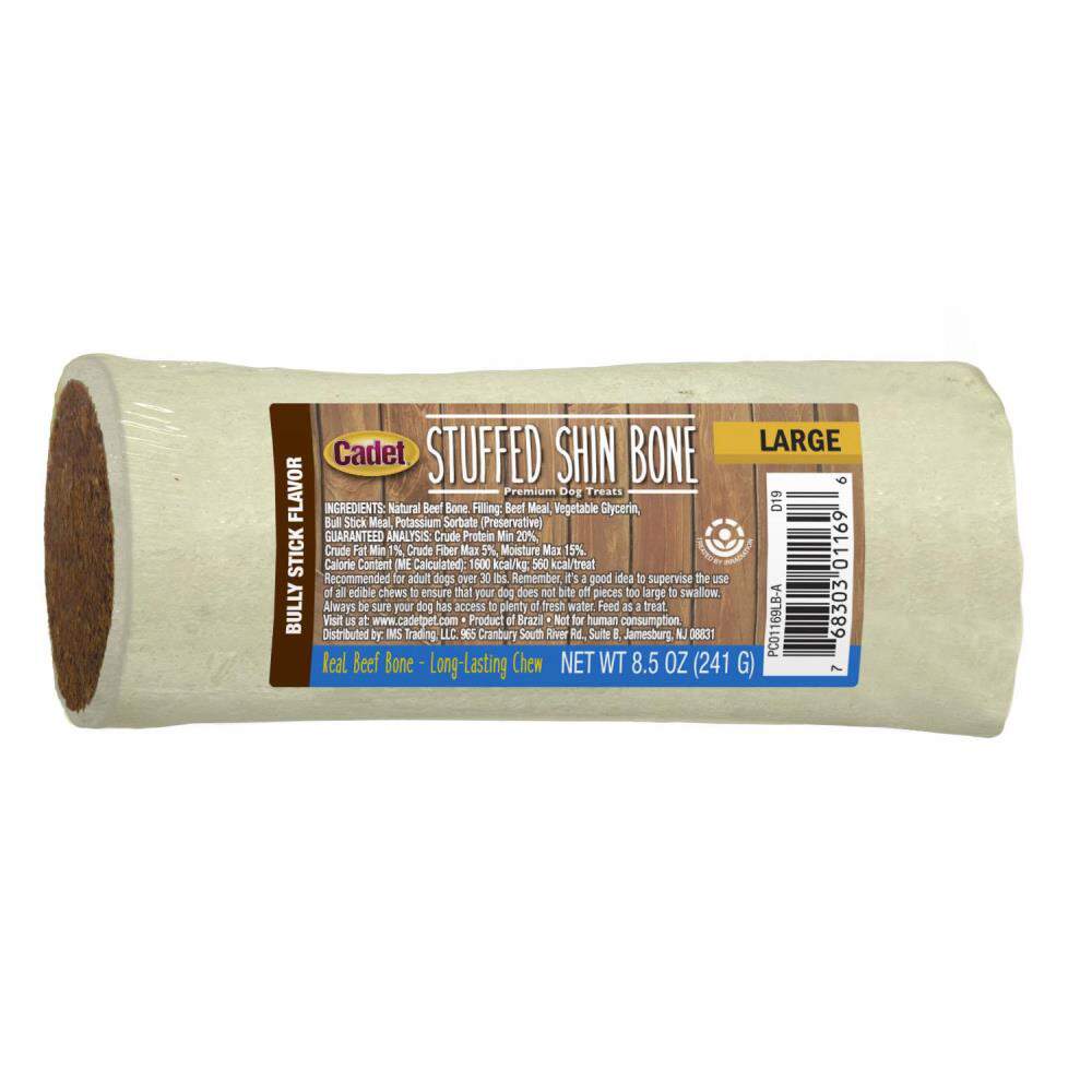 Stuffed Shin Bone for Dogs Bully Stick Flavor Cadet Pet